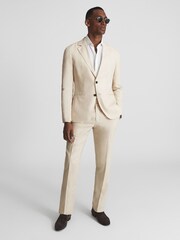 Reiss Stone Kin Slim Fit Linen Formal Trousers - Image 3 of 5
