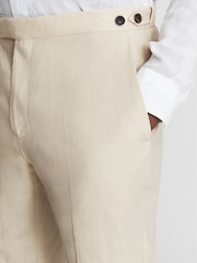 Reiss Stone Kin Slim Fit Linen Formal Trousers - Image 4 of 5