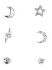 Orelia London Silver Plated Celestial Stud Ear Party Earrings 6 Pack - Image 1 of 2