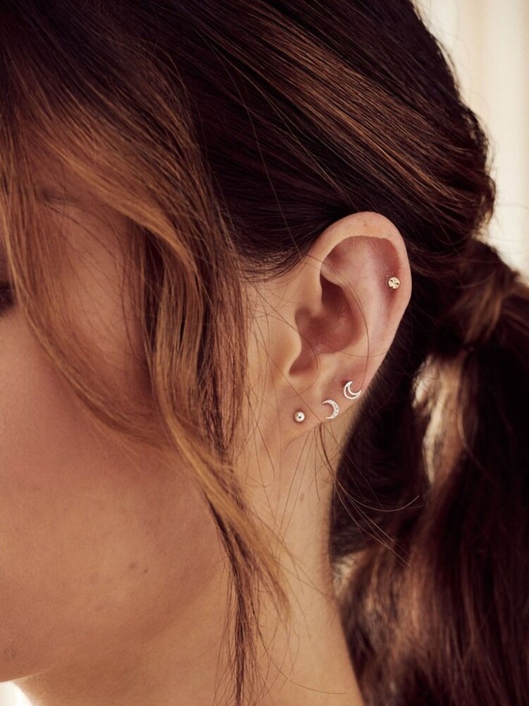 Orelia London Silver Plated Celestial Stud Ear Party Earrings 6 Pack - Image 2 of 2