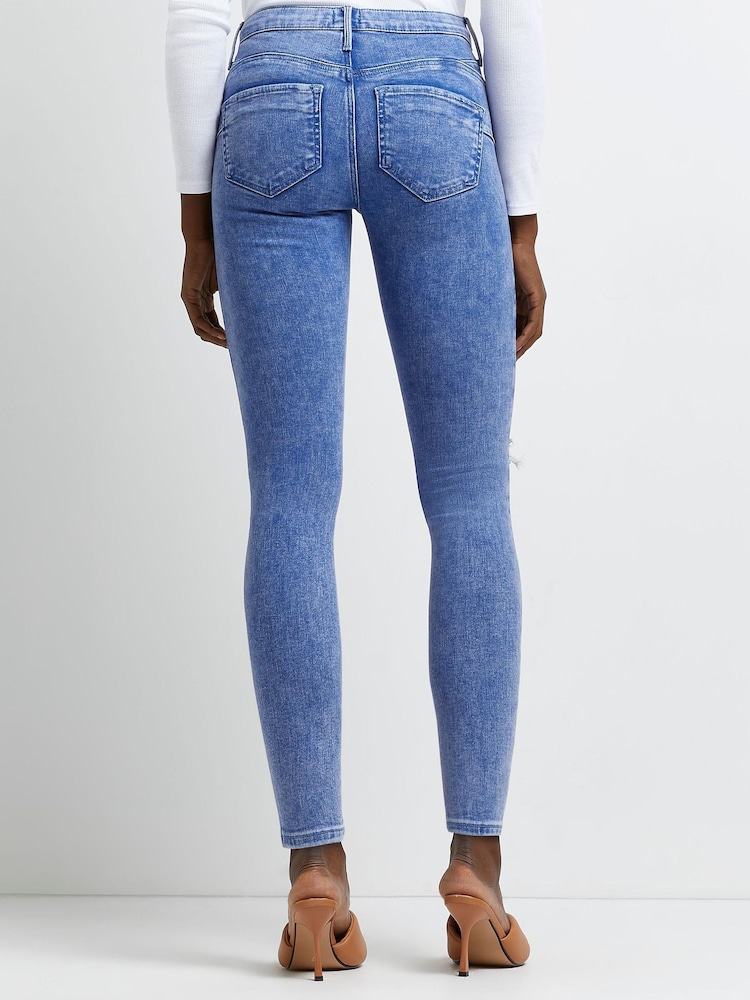 River Island Bright Blue Mid Rise Skinny Jean - Image 2 of 5