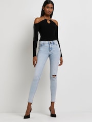 River Island Skinny-Jeans mit mittelhohem Bund, Hellblau - Bild 4 von 5