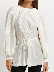 Топ кремового цвета с объемными длинными рукавами и поясом River Island - Image 1 of 5