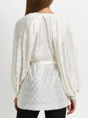 Топ кремового цвета с объемными длинными рукавами и поясом River Island - Image 2 of 5