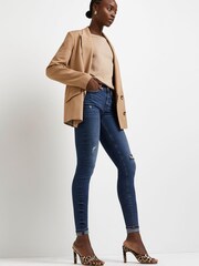 River Island Blue Mid Rise Ripped Skinny Jean - Image 4 of 5
