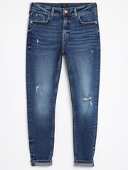 River Island Blue Mid Rise Ripped Skinny Jean - Image 5 of 5