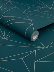 Teal Blue Abstract Geo 10M Wallpaper - Image 4 of 4