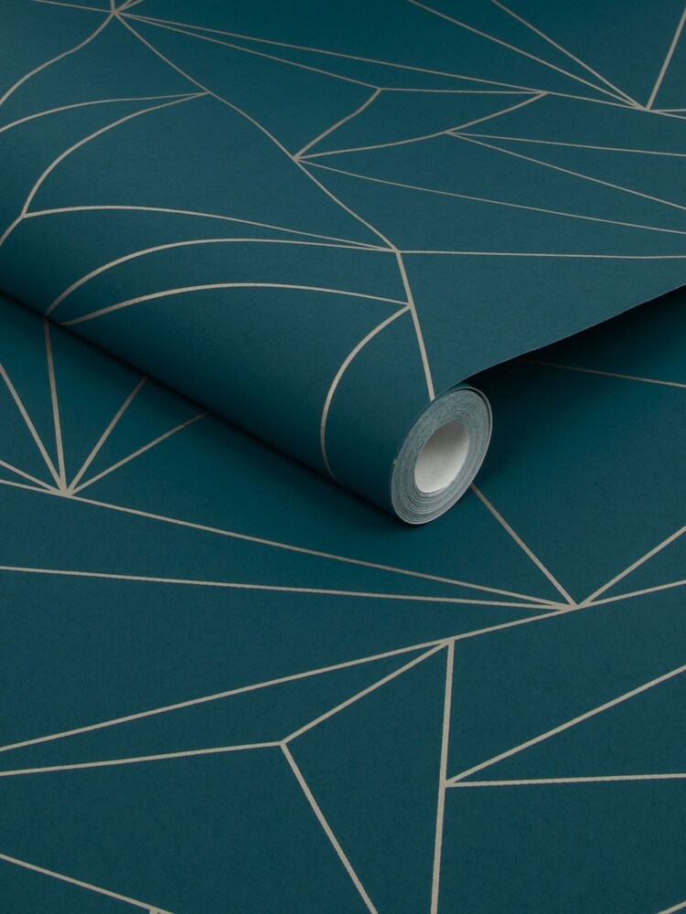 Teal Blue Abstract Geo 10M Wallpaper - Image 4 of 4