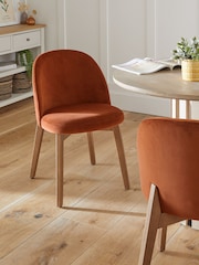 Set of 2 Soft Velvet Rust Preston Dark Wood Leg Dining Chairs - Image 1 of 8
