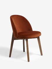 Set of 2 Soft Velvet Rust Preston Dark Wood Leg Dining Chairs - Image 4 of 8