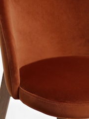 Set of 2 Soft Velvet Rust Preston Dark Wood Leg Dining Chairs - Image 6 of 8