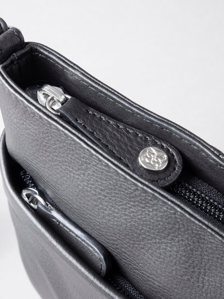 Lakeland Leather Black Lowther Leather Cross-Body Bag - Image 4 of 5