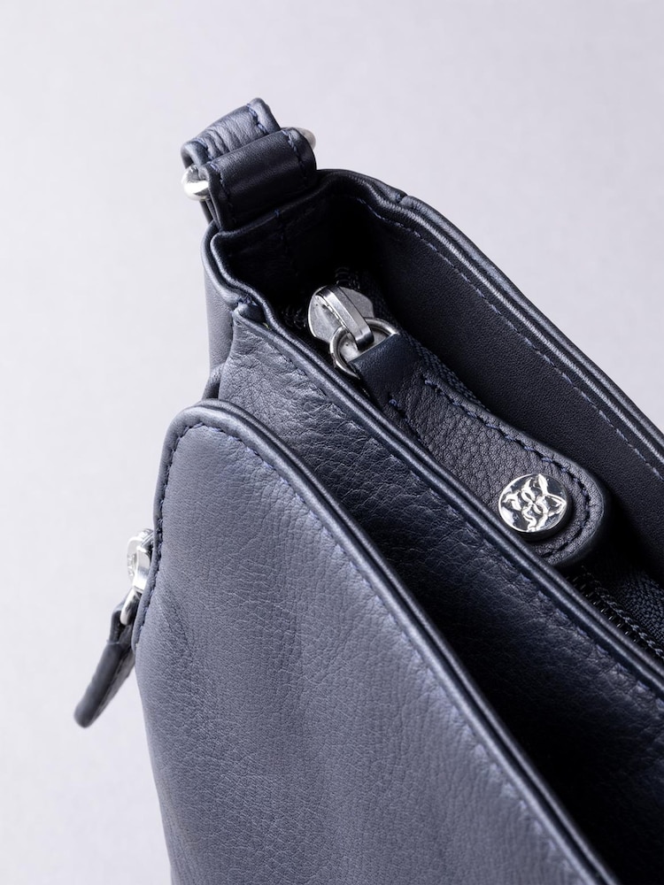 Lakeland Leather Navy Ambleside Cross-Body Bag - Image 6 of 6