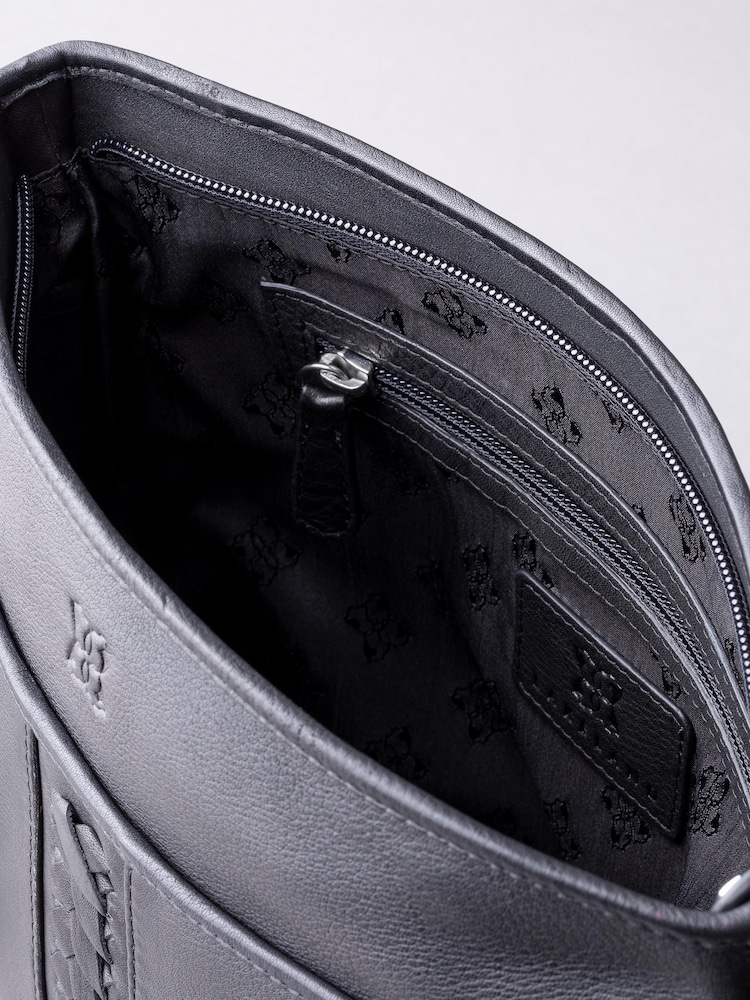 Lakeland Leather Black Farlam Cross-Body Bag - Image 6 of 6