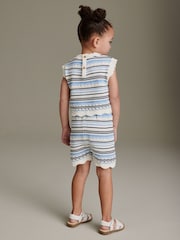Blue/White Knitted Top And Short Set (3mths-7yrs) - Image 2 of 7