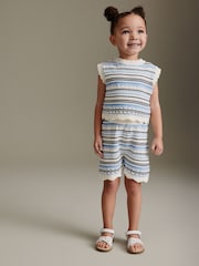 Blue/White Knitted Top And Short Set (3mths-7yrs) - Image 3 of 7