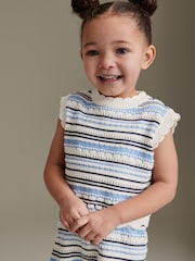 Blue/White Knitted Top And Short Set (3mths-7yrs) - Image 4 of 7