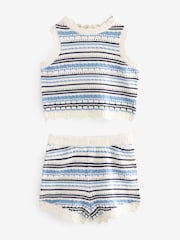 Blue/White Knitted Top And Short Set (3mths-7yrs) - Image 5 of 7