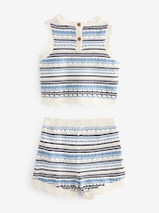 Blue/White Knitted Top And Short Set (3mths-7yrs) - Image 6 of 7