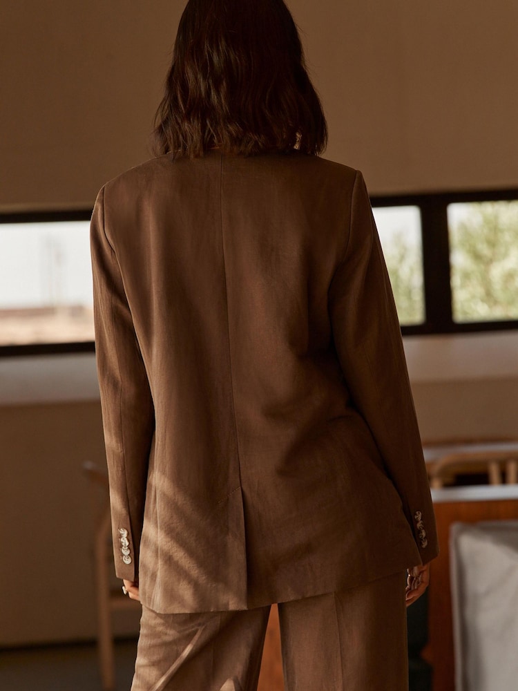 Brown Rochelle Premium Linen Blazer - Image 2 of 5