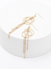 Gold Tone Circle Chain Drop Earrings - Image 1 of 4