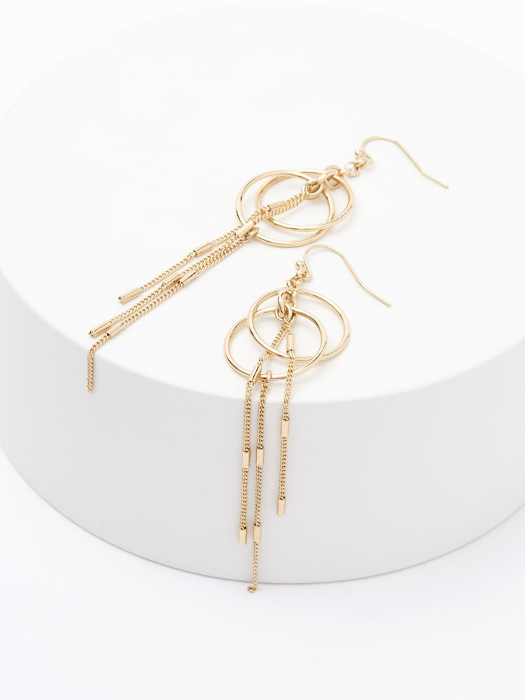 Gold Tone Circle Chain Drop Earrings - Image 1 of 4