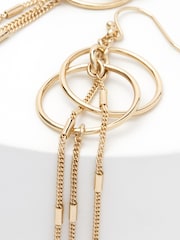 Gold Tone Circle Chain Drop Earrings - Image 2 of 4