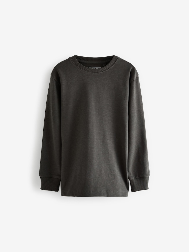 Grey Charcoal Long Sleeve Cosy T-Shirt (3-16yrs) - Image 1 of 3