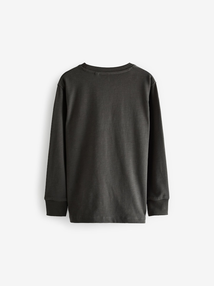 Grey Charcoal Long Sleeve Cosy T-Shirt (3-16yrs) - Image 2 of 3