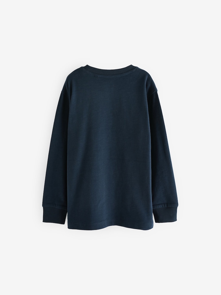 Blue Navy Long Sleeve Cosy T-Shirt (3-16yrs) - Image 2 of 2