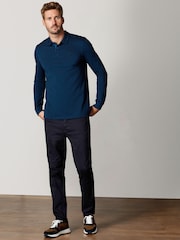 Teal Blue Oxford Long Sleeve Pique Polo Shirt - Image 2 of 5