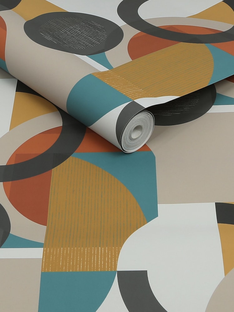 Orange Retro Geometric Shapes 10M Wallpaper - Image 3 of 3 Orange Retro Geometric Shapes 10M Wallpaper - Image 3 of 3