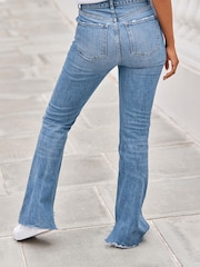 Mid Blue High Rise Flare Jeans - Image 3 of 5