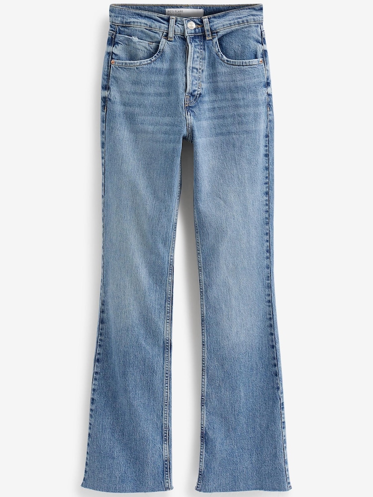 Mid Blue High Rise Flare Jeans - Image 5 of 5