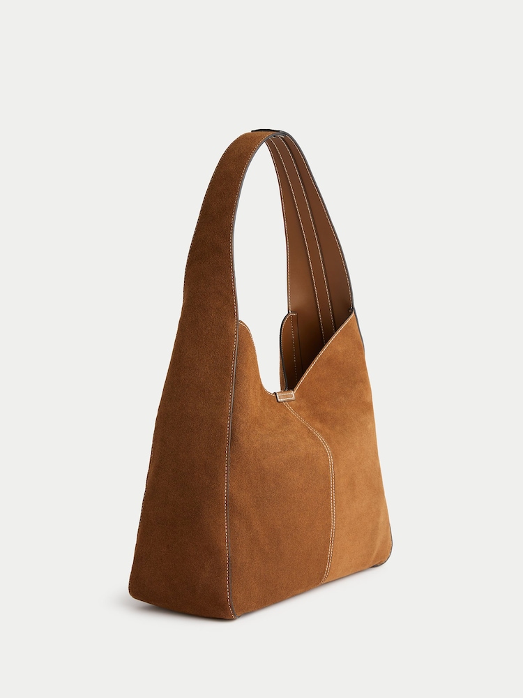 Jigsaw Brown Suede Womens Leather Slouch Bag - Image 2 of 6