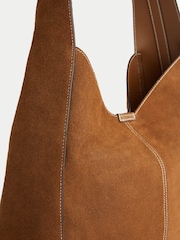 Jigsaw Brown Suede Womens Leather Slouch Bag - Image 3 of 6