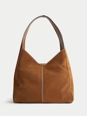 Jigsaw Brown Suede Womens Leather Slouch Bag - Image 4 of 6