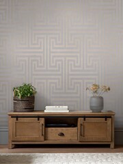 Grey Chic Geometric Fretwork 10M Wallpaper - Image 1 of 4