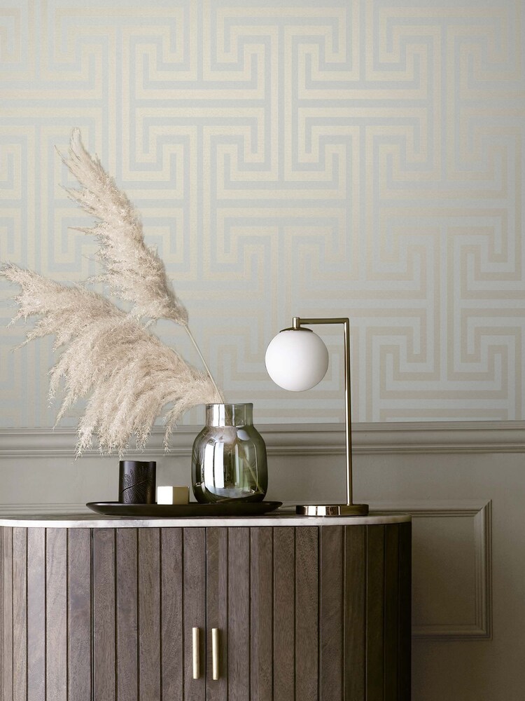 Natural Chic Geometric Fretwork 10M Wallpaper - Image 1 of 4