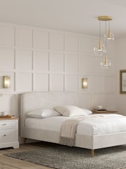 Natural Oyster Plush Chenille Matson Upholstered Bed Frame - Image 1 of 8