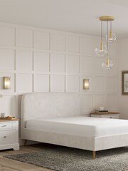 Natural Oyster Plush Chenille Matson Upholstered Bed Frame - Image 2 of 8