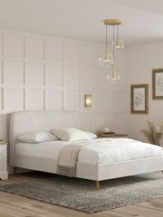 Natural Oyster Plush Chenille Matson Upholstered Bed Frame - Image 3 of 8