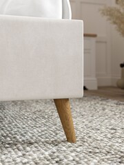 Natural Oyster Plush Chenille Matson Upholstered Bed Frame - Image 4 of 8