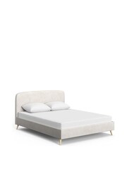 Natural Oyster Plush Chenille Matson Upholstered Bed Frame - Image 6 of 8