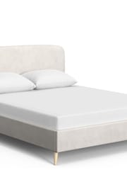 Natural Oyster Plush Chenille Matson Upholstered Bed Frame - Image 7 of 8