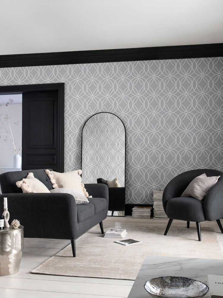 Grey Geometric Luxe 10M Wallpaper - Image 1 of 4