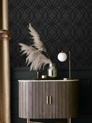 Charcoal Grey Geometric Luxe 10M Wallpaper - Image 1 of 4