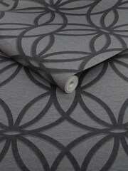 Charcoal Grey Geometric Luxe 10M Wallpaper - Image 3 of 4