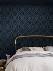 Navy Geometric Luxe 10M Wallpaper - Image 1 of 4