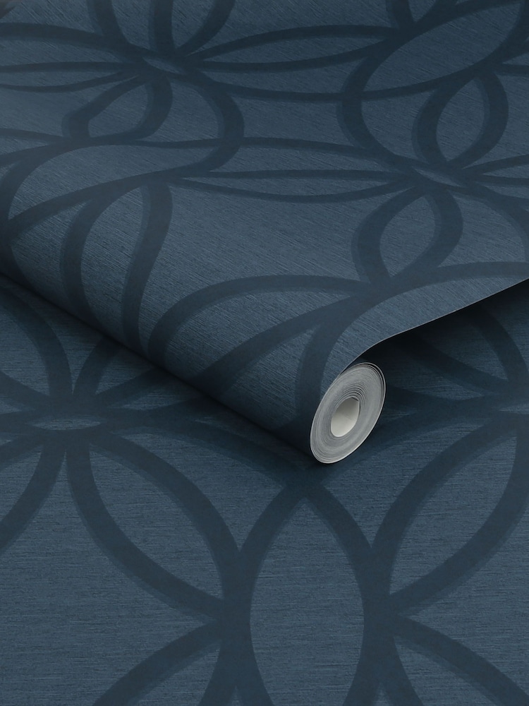 Navy Geometric Luxe 10M Wallpaper - Image 4 of 4